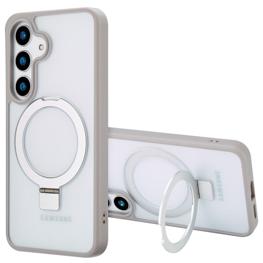 Accezz Ring Stand Backcover met MagSafe voor de Samsung Galaxy S25 - Grijs Grijs