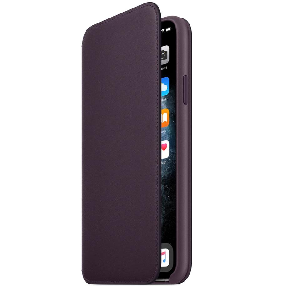 Leather Folio Bookcase voor Apple iPhone 11 Pro Max - Aubergine Paars