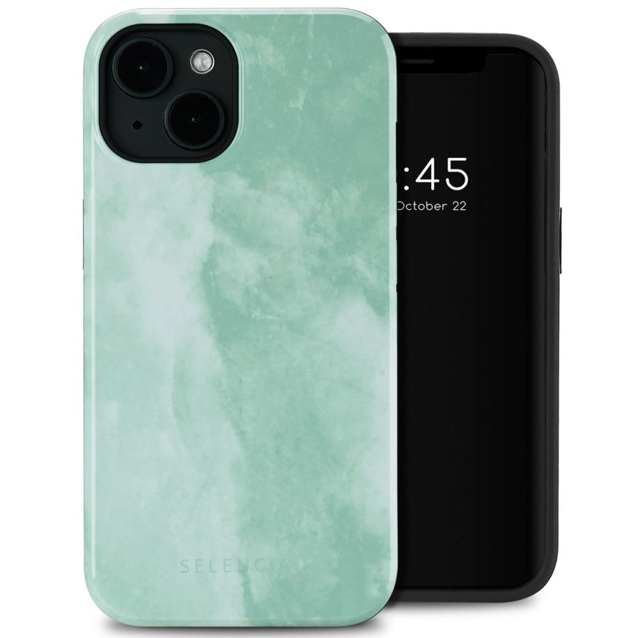 Selencia Vivid Backcover met MagSafe voor de Apple iPhone 14 - Marble Grayed Jade Multicolor