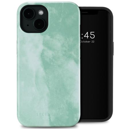 Selencia Vivid Backcover met MagSafe voor de Apple iPhone 14 - Marble Grayed Jade