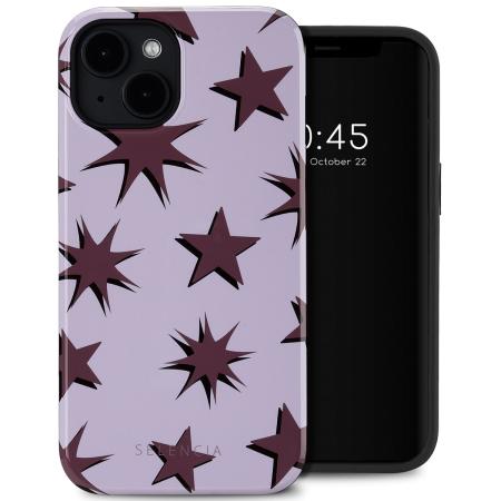 Selencia Vivid Backcover met MagSafe voor de Apple iPhone 14 - Stars Plum Lilac