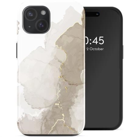 Selencia Vivid Backcover met MagSafe voor de Apple iPhone 15 - Marble Light Brown