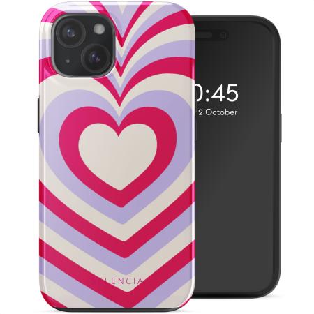 Selencia Vivid Backcover met MagSafe voor de Apple iPhone 15 - Double Hearts Rubine Red Lilac