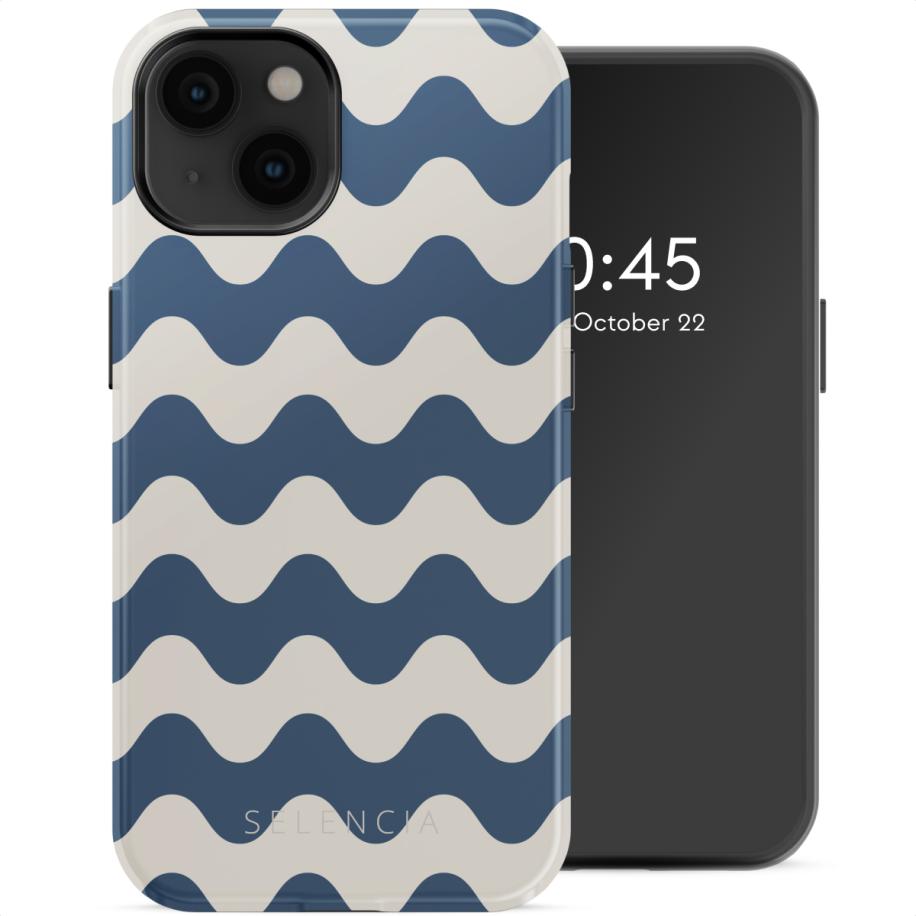 Selencia Vivid Backcover met MagSafe voor de Apple iPhone 14 - Wave Vibes Classic Blue Multicolor