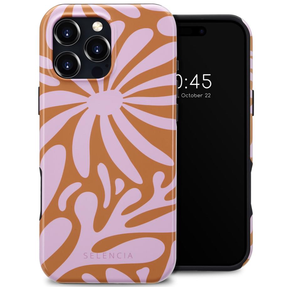 Selencia Vivid Backcover met MagSafe voor de Apple iPhone 16 Pro Max - Modern Bloom Pink Multicolor