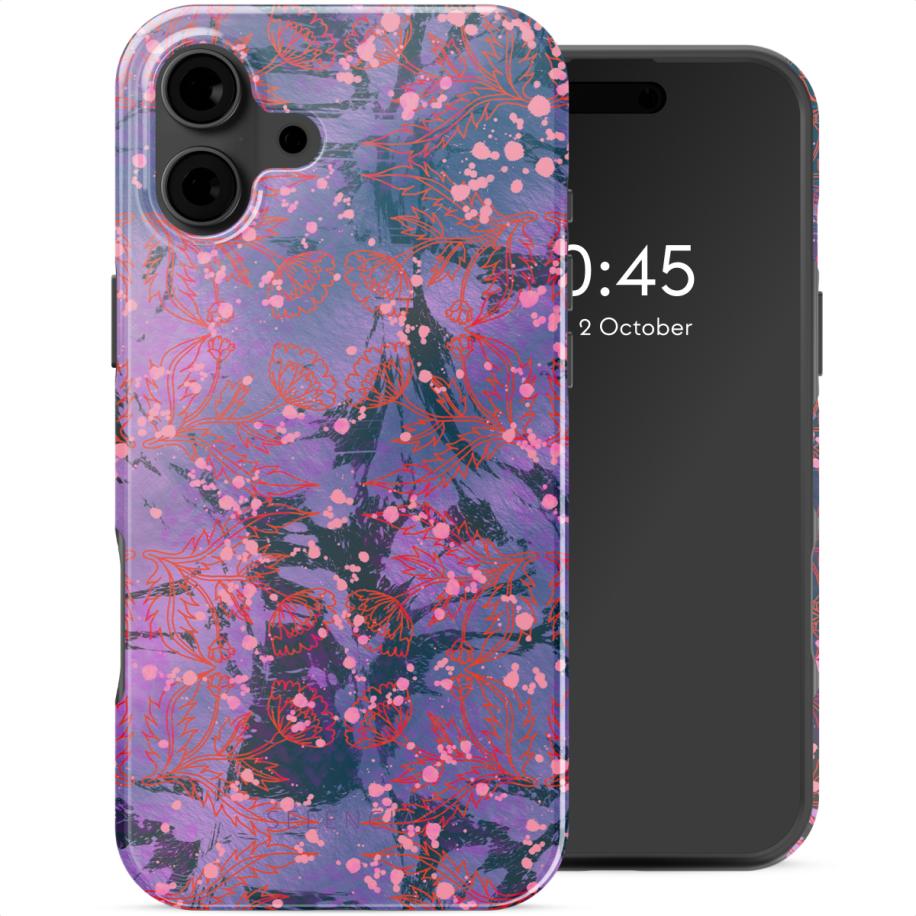 Selencia Vivid Backcover met MagSafe voor de Apple iPhone 16 - Fresh Paint Flower Orange Multicolor