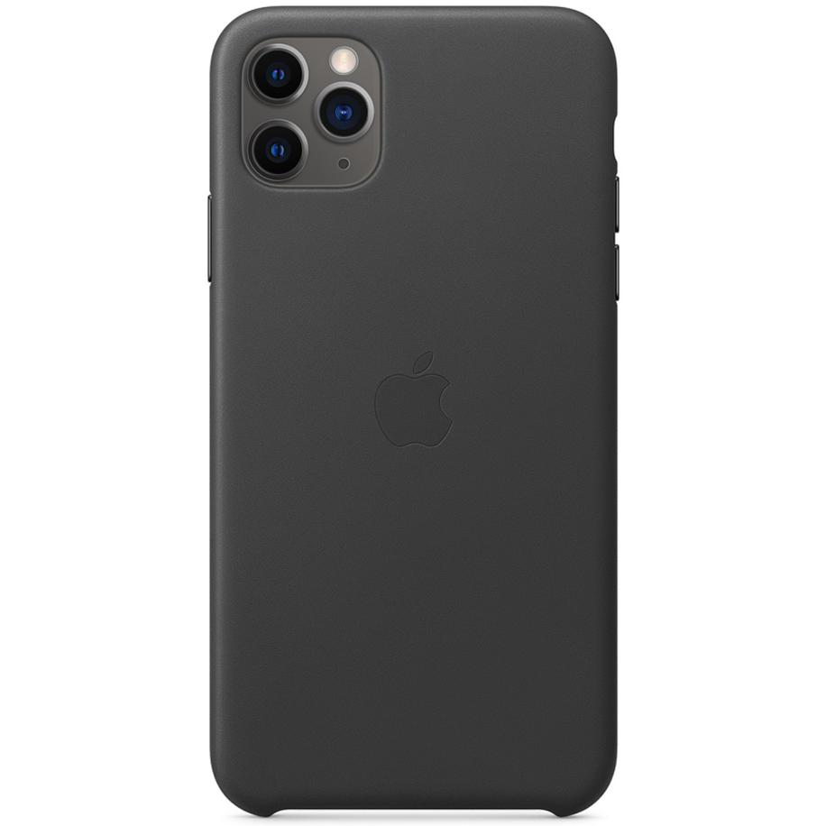 Leather Backcover voor de Apple iPhone 11 Pro Max - Black Zwart
