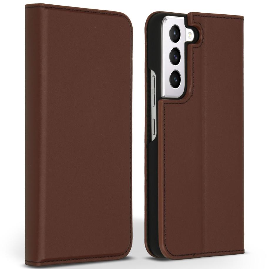 Accezz Premium Leather Slim Bookcase voor de Samsung Galaxy S22 Plus - Bruin Bruin