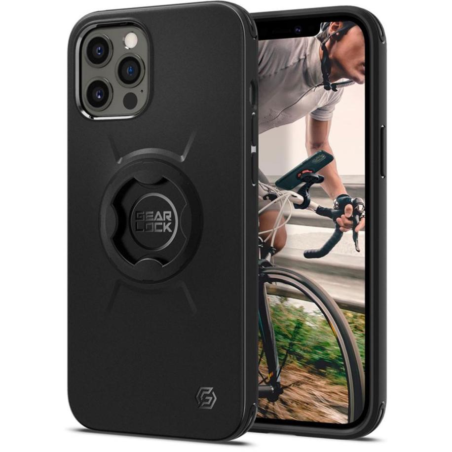 Spigen GearLock Backcover voor de Apple iPhone 12 (Pro) - Zwart Zwart