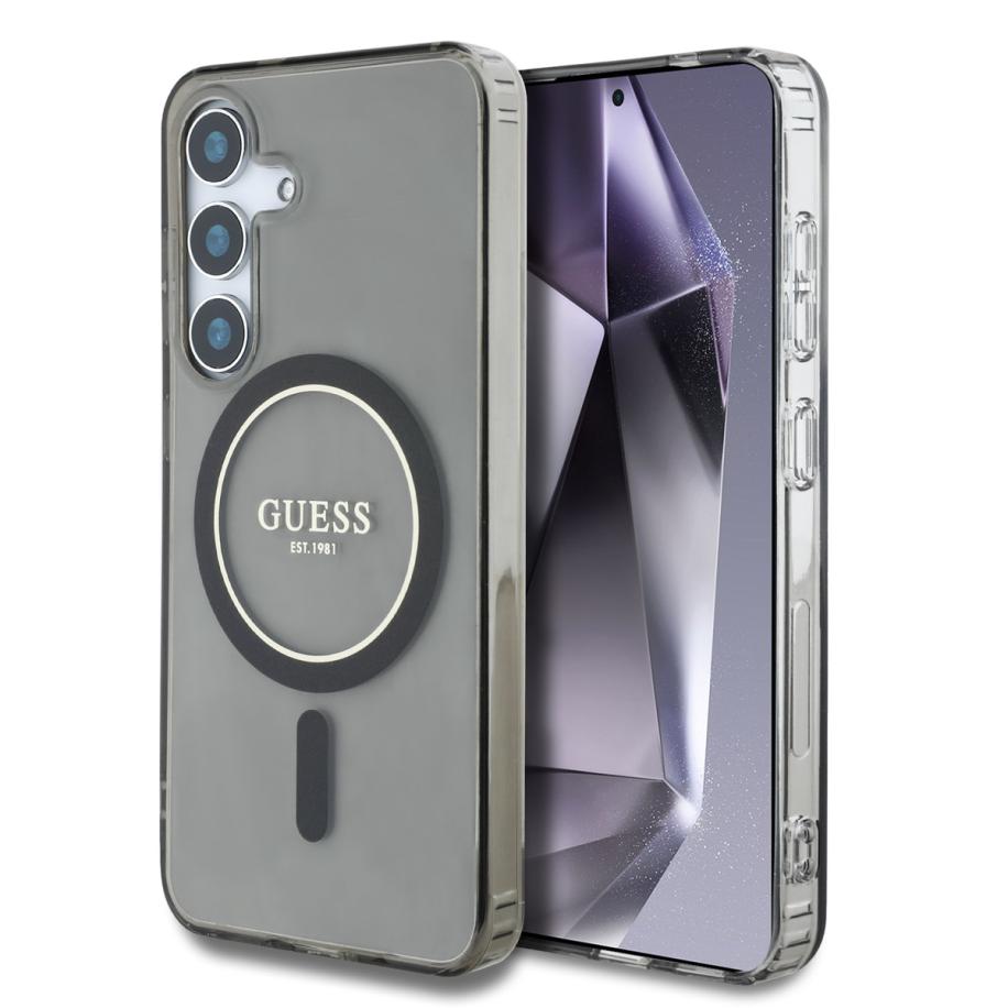 Guess MagSafe IML Glitter Gradient Case voor de Samsung Galaxy S25 - Zwart Zwart