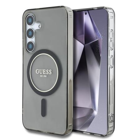 Guess MagSafe IML Glitter Gradient Case voor de Samsung Galaxy S25 - Zwart