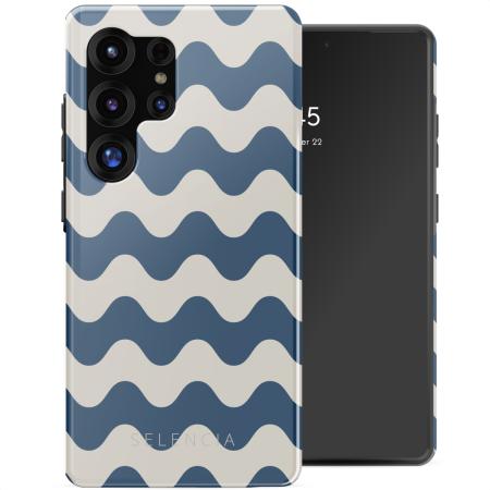 Selencia Vivid Backcover voor de Samsung Galaxy S25 Ultra - Wave Vibes Classic Blue