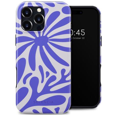 Selencia Vivid Backcover met MagSafe voor de Apple iPhone 16 Pro Max - Modern Bloom Sapphire Blue