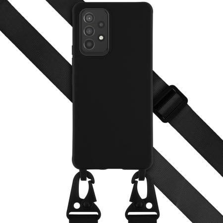 Selencia Siliconen hoesje met afneembaar koord voor de Samsung Galaxy A53 - Zwart