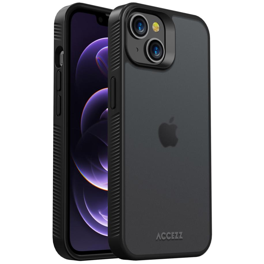Accezz Rugged Frosted Backcover voor de Apple iPhone 14 - Zwart Zwart
