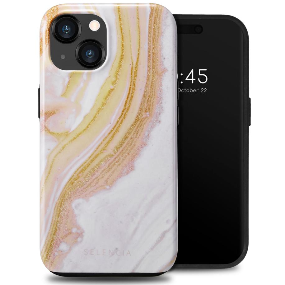 Selencia Vivid Backcover voor de Apple iPhone 15 - Chic Marble Gold Multicolor