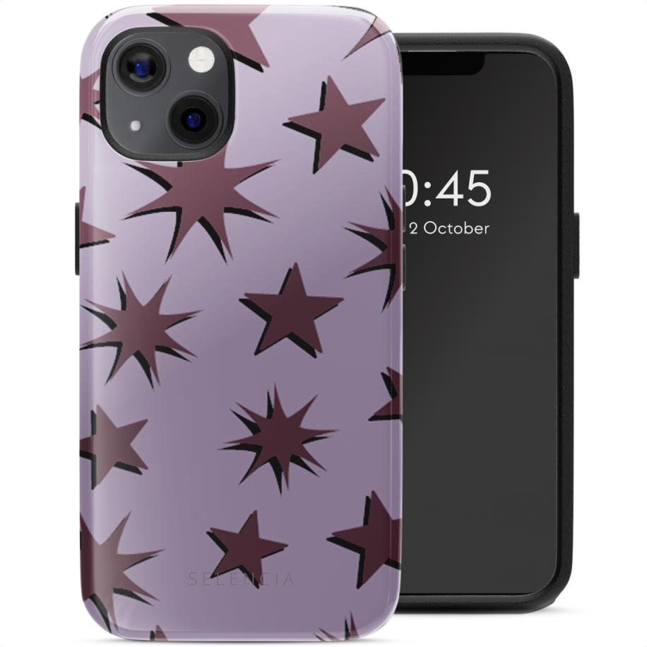 Selencia Vivid Backcover met MagSafe voor de Apple iPhone 13 - Stars Plum Lilac Multicolor