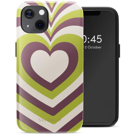 Selencia Vivid Backcover met MagSafe voor de iPhone 13 - Double Hearts Plum Fern