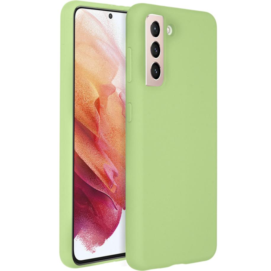 Accezz Liquid Silicone Backcover voor de Samsung Galaxy S21 Plus - Groen Groen