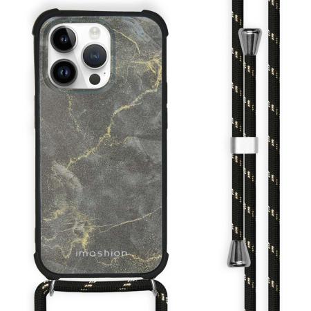 imoshion Design hoesje met koord voor de Apple iPhone 14 Pro - Black Marble
