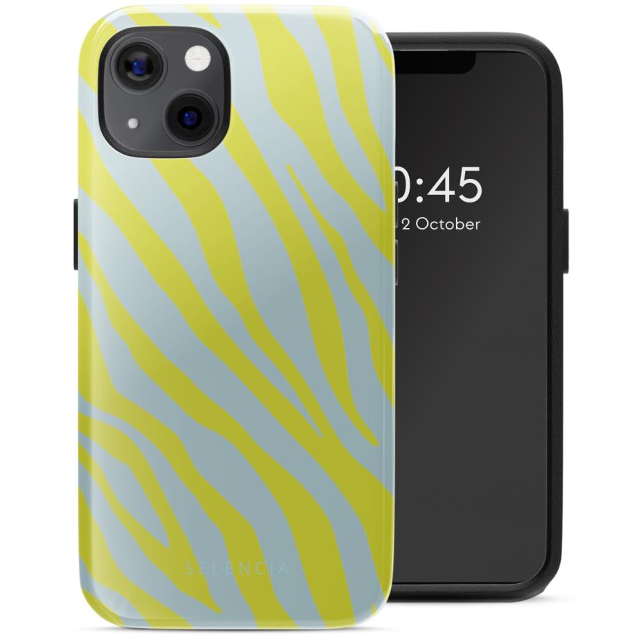 Selencia Vivid Backcover met MagSafe voor de Apple iPhone 13 - Zebra Winter Sky Titanium Yellow Multicolor
