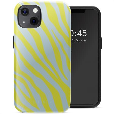 Selencia Vivid Backcover met MagSafe voor de Apple iPhone 13 - Zebra Winter Sky Titanium Yellow