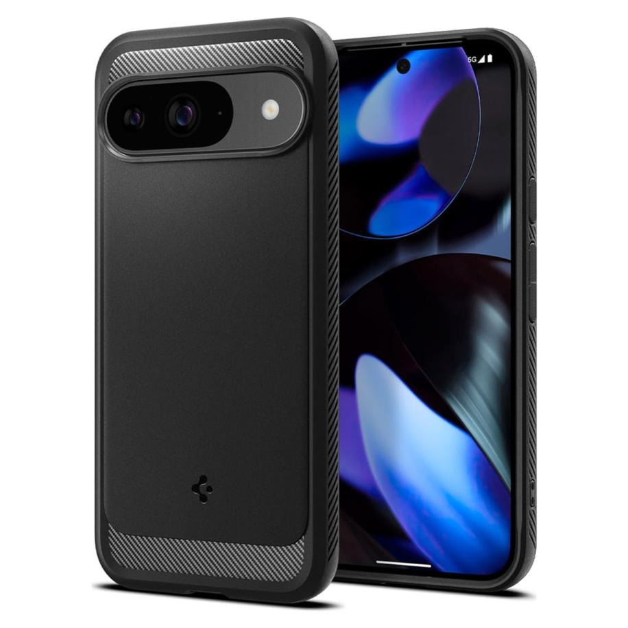 Spigen Rugged Armor Backcover voor de Google Pixel 9 / 9 Pro - Zwart Zwart