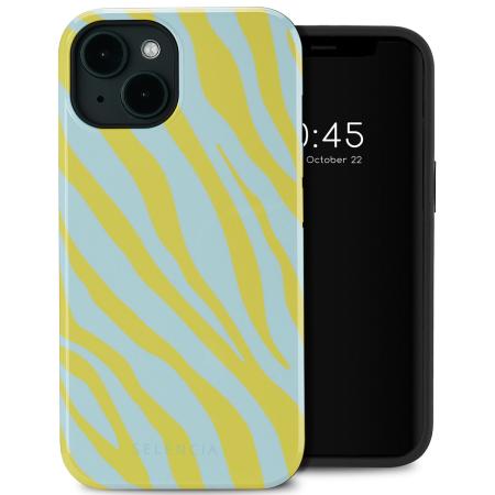 Selencia Vivid Backcover met MagSafe voor de Apple iPhone 14 - Zebra Winter Sky Titanium Yellow