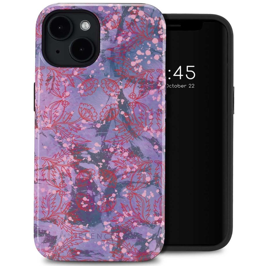 Selencia Vivid Backcover met MagSafe voor de Apple iPhone 14 - Fresh Paint Flower Orange Multicolor