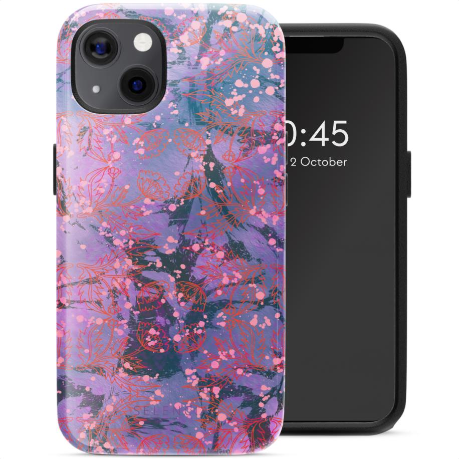 Selencia Vivid Backcover met MagSafe voor de Apple iPhone 13 - Fresh Paint Flower Orange Multicolor