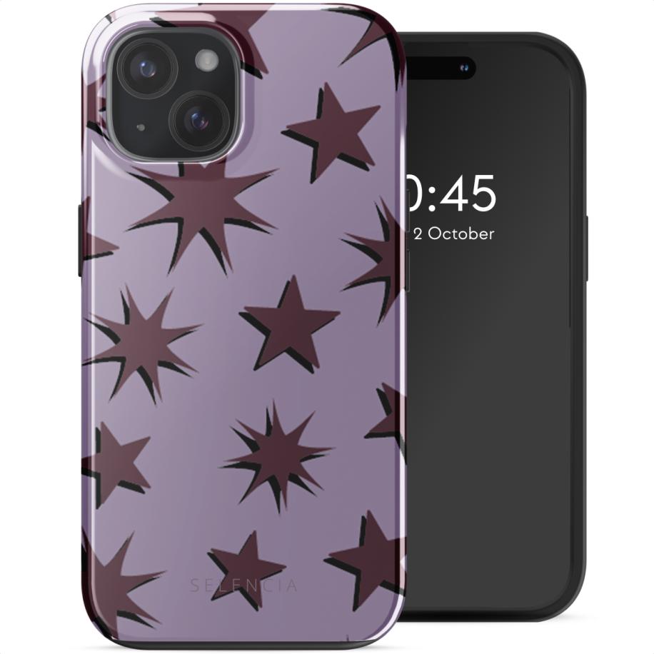 Selencia Vivid Backcover met MagSafe voor de Apple iPhone 15 - Stars Plum Lilac Multicolor