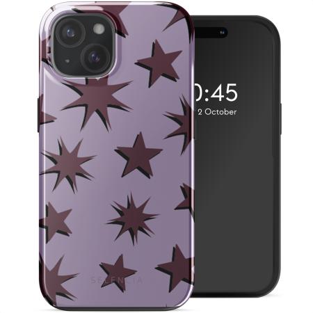 Selencia Vivid Backcover met MagSafe voor de Apple iPhone 15 - Stars Plum Lilac