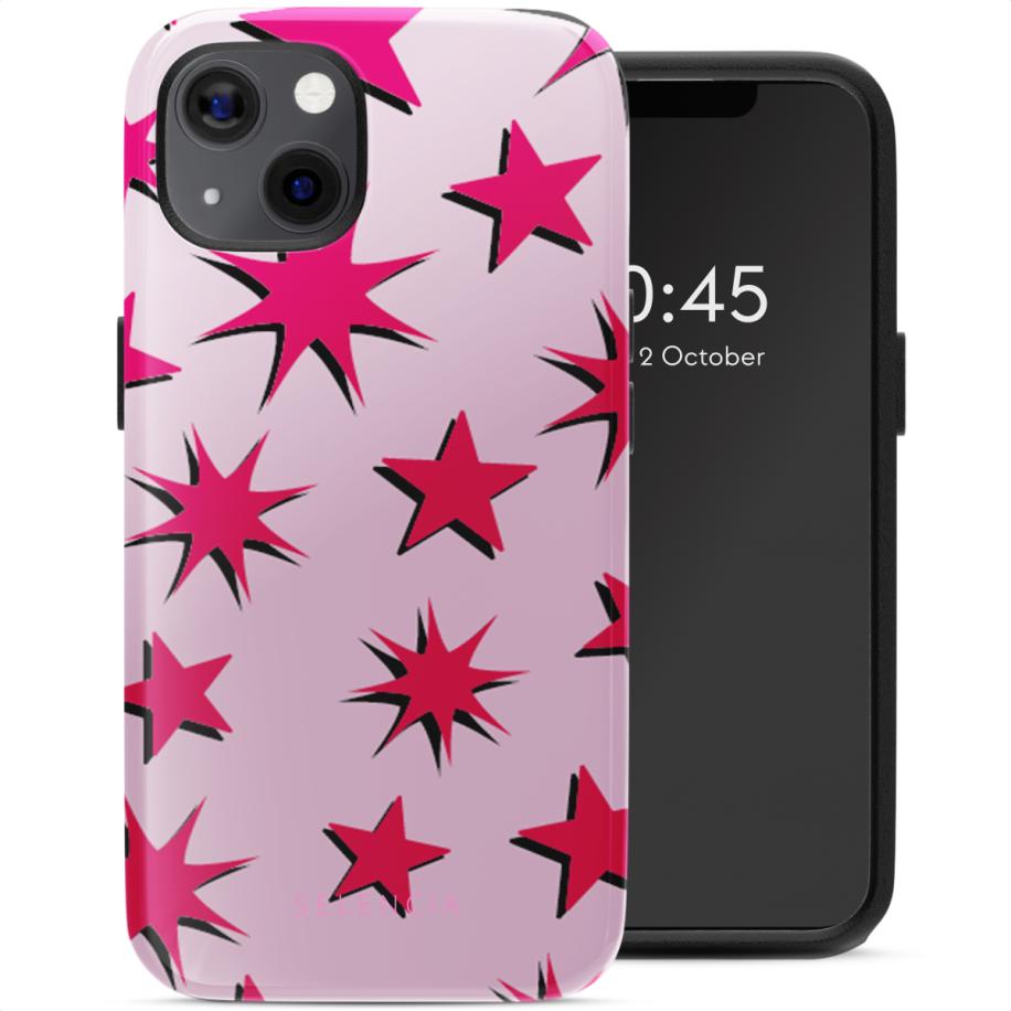 Selencia Vivid Backcover met MagSafe voor de Apple iPhone 13 - Stars Rubine Red Light Pink Multicolor