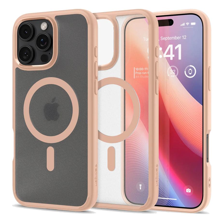 Spigen Ultra Hybrid Backcover MagSafe voor de Apple iPhone 16 Pro - Roze Roze