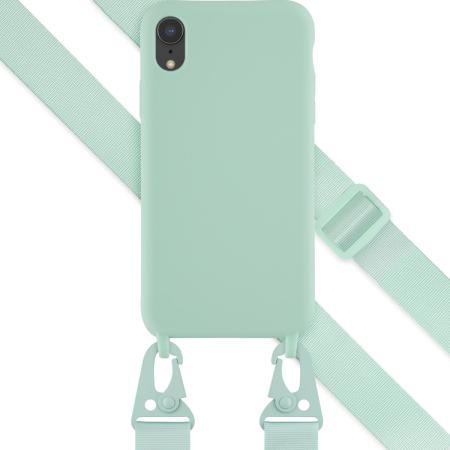 Selencia Siliconen hoesje met afneembaar koord voor de Apple iPhone Xr - Turquoise