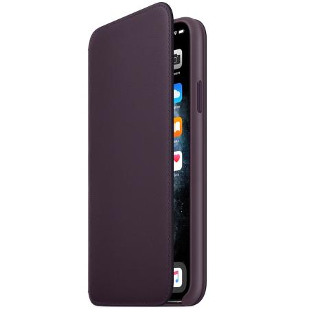 Leather Folio Bookcase voor Apple iPhone 11 Pro Max - Aubergine