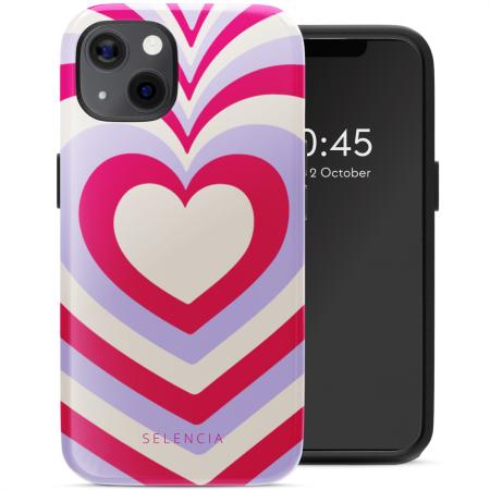 Selencia Vivid Backcover met MagSafe voor de Apple iPhone 13 - Double Hearts Rubine Red Lilac