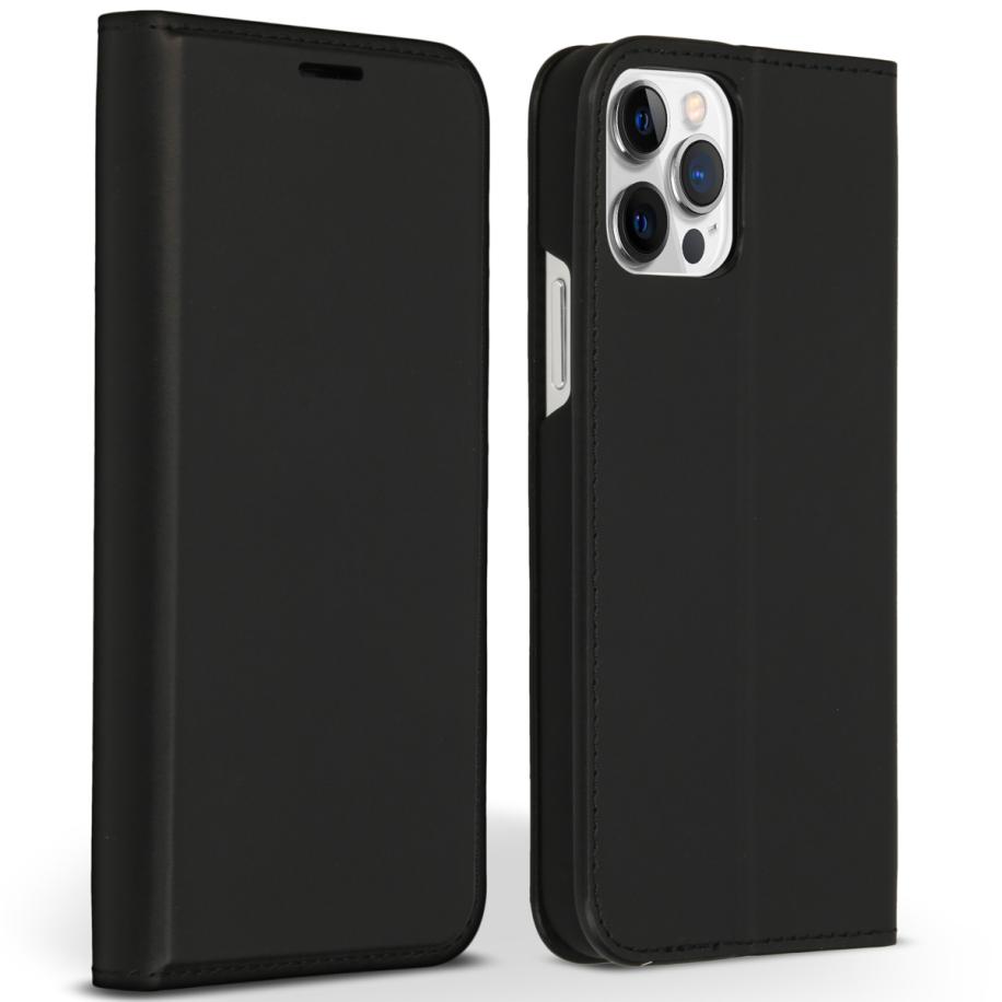 Accezz Premium Leather Slim Bookcase voor de Apple iPhone 12 (Pro) - Zwart Zwart