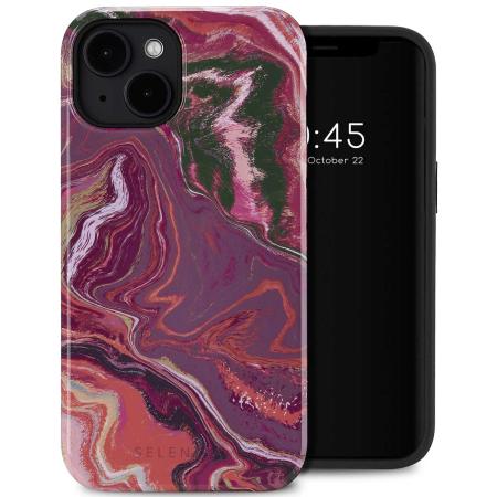 Selencia Vivid Backcover met MagSafe voor de Apple iPhone 14 - Marble Purple