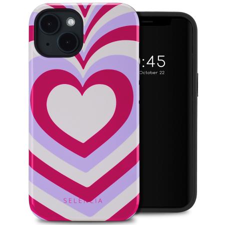 Selencia Vivid Backcover met MagSafe voor de Apple iPhone 14 - Double Hearts Rubine Red Lilac
