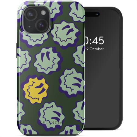 Selencia Vivid Backcover met MagSafe voor de Apple iPhone 15 - Wavy Smiley Green