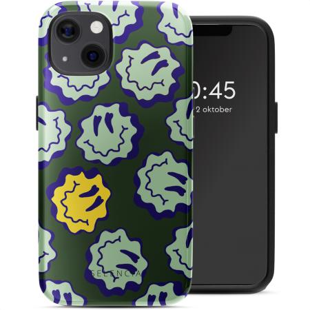 Selencia Vivid Backcover met MagSafe voor de Apple iPhone 13 - Wavy Smiley Green