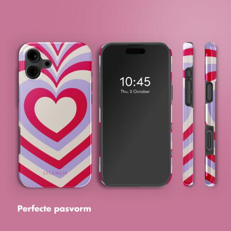 Selencia Vivid Backcover met MagSafe voor de Apple iPhone 16 - Double Hearts Rubine Red Lilac