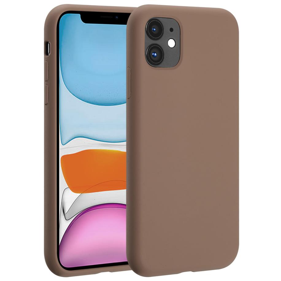 Accezz Liquid Silicone Backcover met MagSafe voor de Apple iPhone 11 - Lichtbruin Bruin