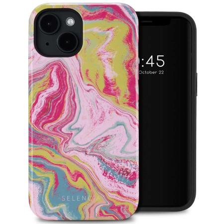 Selencia Vivid Backcover met MagSafe voor de Apple iPhone 14 - Marble Pink