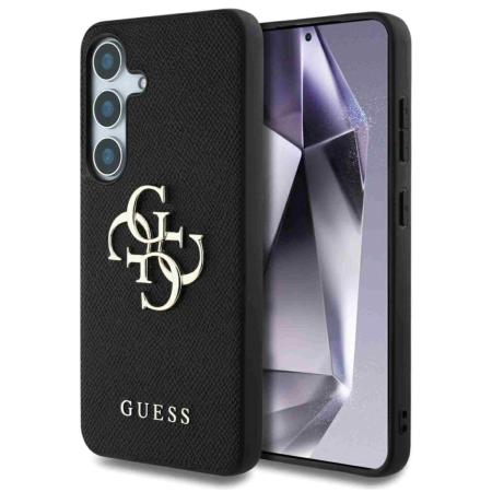 Guess 4G Metal Logo Saffiano Backcover voor de Samsung Galaxy S25 Plus - Zwart