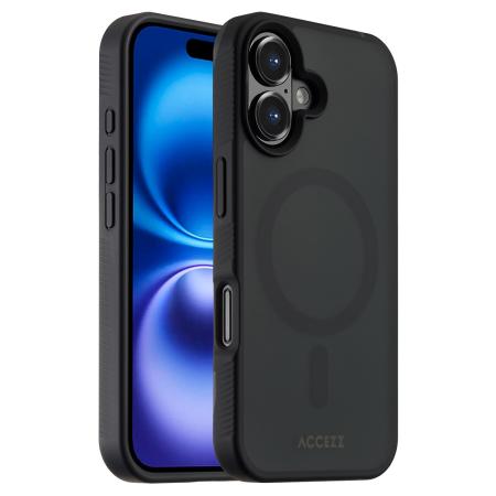 Accezz Rugged Frosted MagSafe Backcover voor de Apple iPhone 16 - Zwart