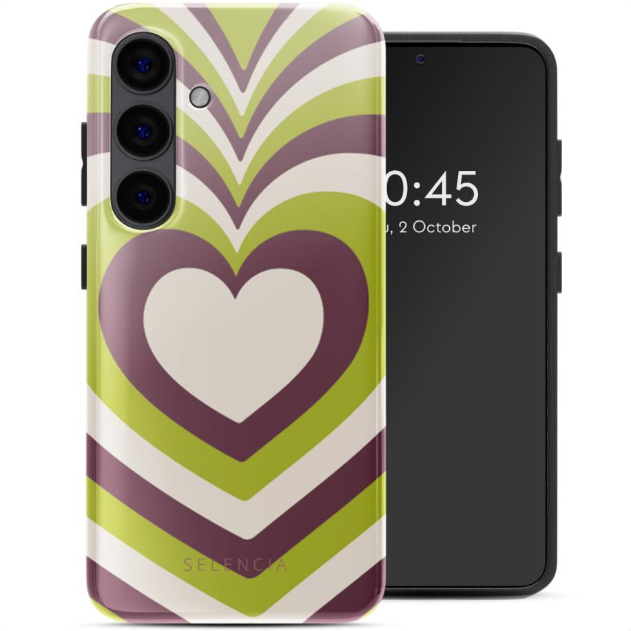 Selencia Vivid Backcover voor de Samsung Galaxy S24 - Double Hearts Plum Fern Multicolor