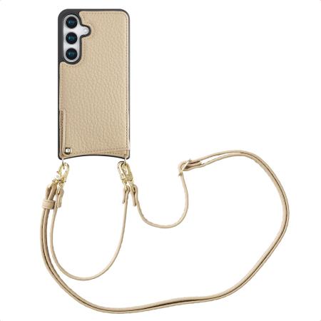 Selencia Nova Telefoonhoes met Koord en Pashouder voor de Samsung Galaxy S25 - Beige