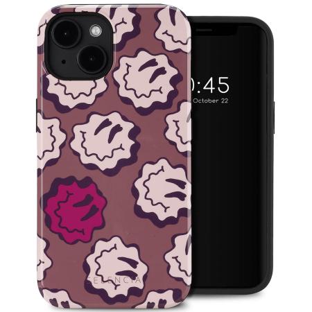 Selencia Vivid Backcover met MagSafe voor de Apple iPhone 14 - Wavy Smiley Pink